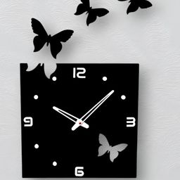 FASTQT Black & White Square Textured Analogue Contemporary Wall Clock-52