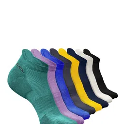 Heelium Men Pack Of 8 Self-Design Anti Bacterial Odour Free Ankle Length Socks-image-96