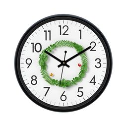 Aura White & Green Textured Round Analogue Wall Clock-0