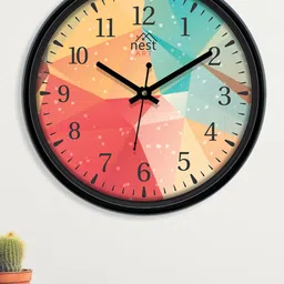 nest ART Yellow & Pink Colourblocked Contemporary Wall Clock-11