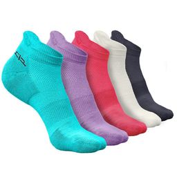 Heelium Women Pack Of 5 Self-Design Breathable Padded Base Ankle-Length Sports Socks-picture-1
