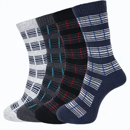 Dollar Socks Pack Of 4 Striped Calf-Length Socks-17