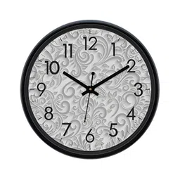 Aura Grey & Black Textured Analogue Wall Clock-3