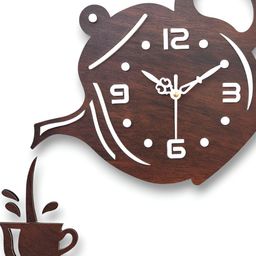 FASTQT White & Brown Analogue Contemporary Wooden Wall Clock-image-23