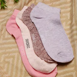 MUTAQINOTI Men Pack Of 4 Assorted Ankle Length Antimicrobial Socks-image-1