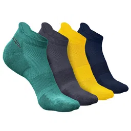 Heelium Men Pack Of 4 Patterned Odour-Free Padded Base Anti-bacterial Ankle-Length Socks-picture-16