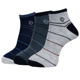 Dollar Socks Men Pack Of 3 Striped Ankle-Length Socks-image-95