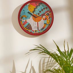 TEAL BY CHUMBAK White & Red Printed Analogue Contemporary Wall Clock-11