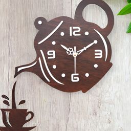 FASTQT Brown Textured Analogue Contemporary Wooden Wall Clock-image-48