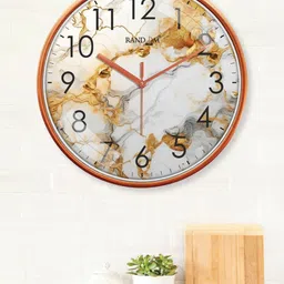 RANDOM White & Yellow Textured Contemporary Wall Clock-20