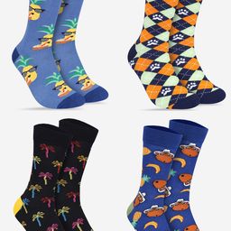 TOFFCRAFT Pack Of 4 Patterned Calf Length Socks-17