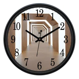 Aura Brown & White Textured Round Analogue Wall Clock-12