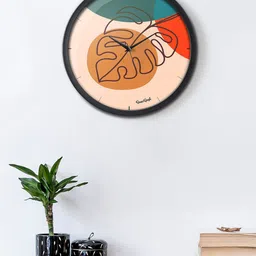 green girgit Pink & Black Arty Leaf Printed Contemporary Analogue Wall Clock-image-79