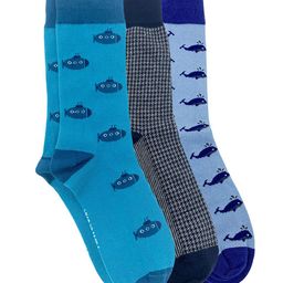 Mint & Oak Men Pack of 3 Cotton Patterned Calf-Length Socks-12