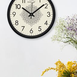 RANDOM Cream-Coloured & Black Printed Contemporary Wall Clock-image-93