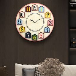 Aura Cream-Coloured & Blue Analogue Contemporary Wall Clock-25