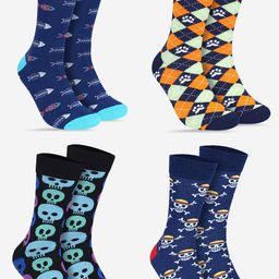 TOFFCRAFT Unisex Pack Of 4 Patterned Calf Length Socks-8
