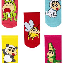 Thela Gaadi Kids Pack Of 5 Shinchan Costume Cotton Ankle-Length Socks-image-3