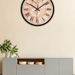 OLIVE TREE Black & Peach-Coloured Printed Analogue Contemporary Wall Clock-10