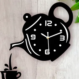 FASTQT Black & White Analogue Contemporary Wooden Wall Clock-23