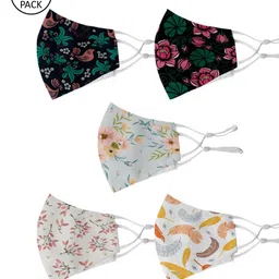 Crazy Corner Unisex Multi-Coloured Printed Set Of 5 2-Ply Anti-Pollution Face Masks-7