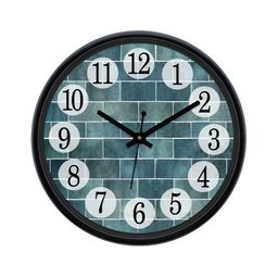 Aura Green & White Textured Round Analogue Wall Clock-2