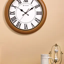 Titan Brown & White Printed Contemporary 42 cm Wall Clock-9