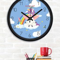 RANDOM Stylish Unicorn Blue & White Printed Contemporary Wall Clock-picture-39