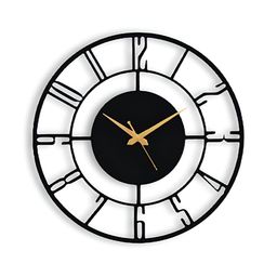 Arabs Decor Black & Gold-Toned Textured Contemporary Analogue Wall Clock-58