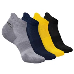Heelium Men Pack Of 4 Self-Design Breathable Padded Base Ankle-Length Sports Socks-11