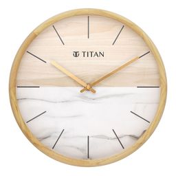 Titan Brown & White Textured Contemporary Wooden Analogue Wall Clock-16