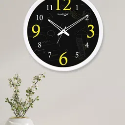 RANDOM Black & White Textured Analogue Contemporary Round Wall Clock-12
