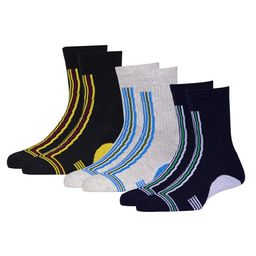 RC. ROYAL CLASS Men Pack Of 3 Navy Blue, Black & Gray Patterned Calf-Lenght Socks-23