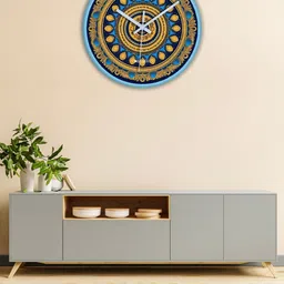 OLIVE TREE Blue & Brown Printed Analogue Contemporary Wall Clock-picture-17
