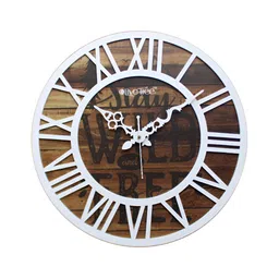 OLIVE TREE Brown & White Contemporary Analogue Round Wall Clock-18