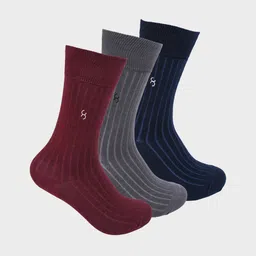 One8 Men Pack Of 3 Anti Bacterial Cotton Calf-Length Socks-67