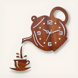 FASTQT Brown & White Analogue Wooden Contemporary Wall Clock-image-18
