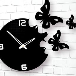 FASTQT Black & White Wooden Round Contemporary Wall Clock-image-87