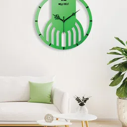 OLIVE TREE Green Round Shape Contemporary Wall Clock-12