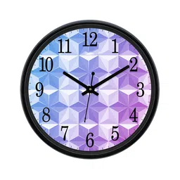 Aura Blue & Black Textured Round Analogue Wall Clock-24