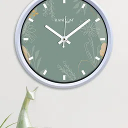 RANDOM Flowers art Green & White Printed Wall Clock-picture-57