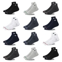 Fitness Mantra Pack Of 12 Cotton Breathable Ankle-Length Sports Socks-57