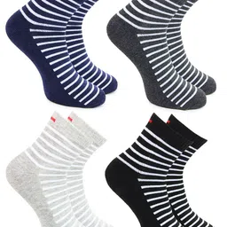 BAESD Men Pack Of 4 Striped Ankle-Length Socks-54