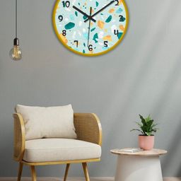 OLIVE TREE Yellow & Green Printed Analogue Contemporary Wall Clock-12