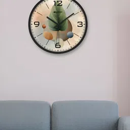 OLIVE TREE Black & Green Printed Contemporary Wall Clock-image-88