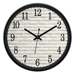 Aura White & Black Textured Round Analogue Wall Clock-2