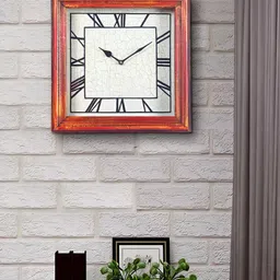 Aura Red & White Textured Square Vintage Wall Clock-picture-16