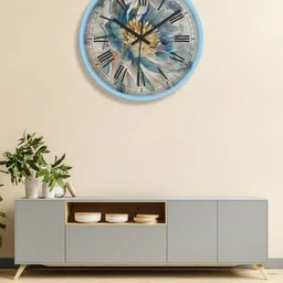 OLIVE TREE Blue & Black Printed Analogue Contemporary Wall Clock-image-99