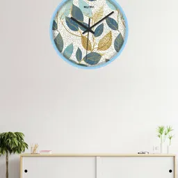OLIVE TREE Blue & White Printed Analogue Contemporary Wall Clock-image-88