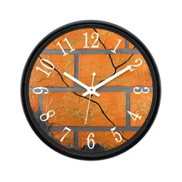 Aura Orange & Grey Textured Analogue Wall Clock-image-71